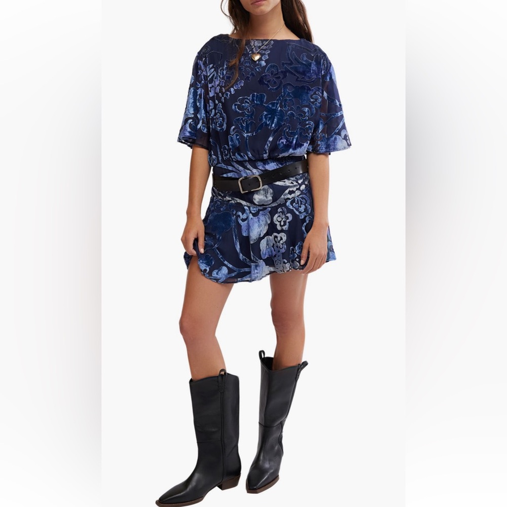 Free People Manuka Burnout Velvet Mini Dress